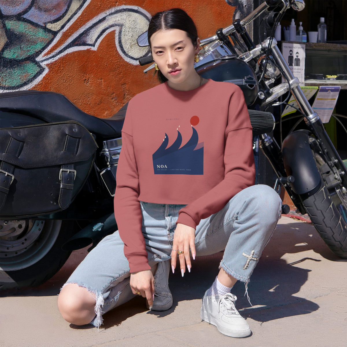Japanese Wave Spirit Cropped Sweatshirt